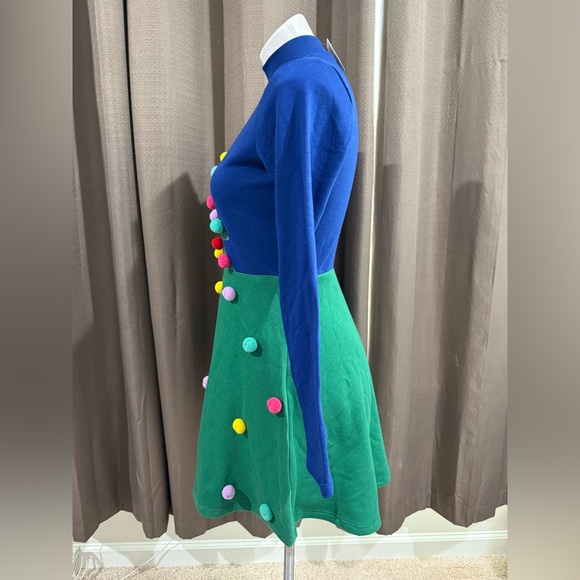 New Mighty Fine Christmas tree women’s pompom long sleeve dress XS - Picture 4 of 8